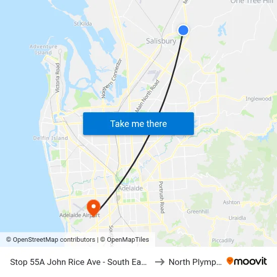 Stop 55A John Rice Ave - South East side to North Plympton map