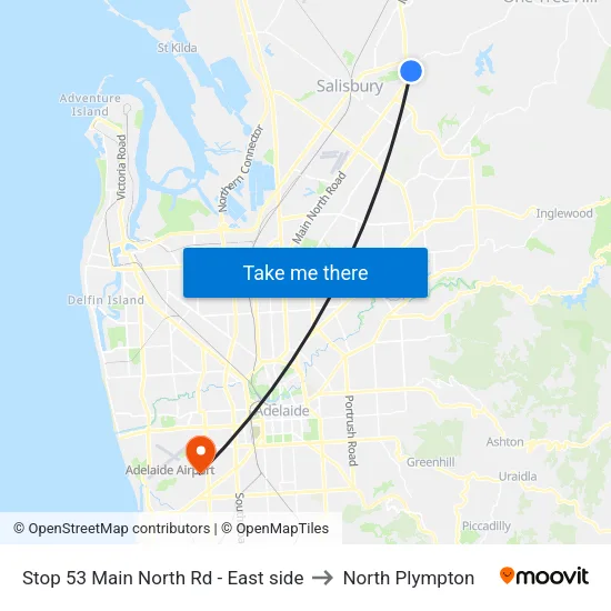 Stop 53 Main North Rd - East side to North Plympton map