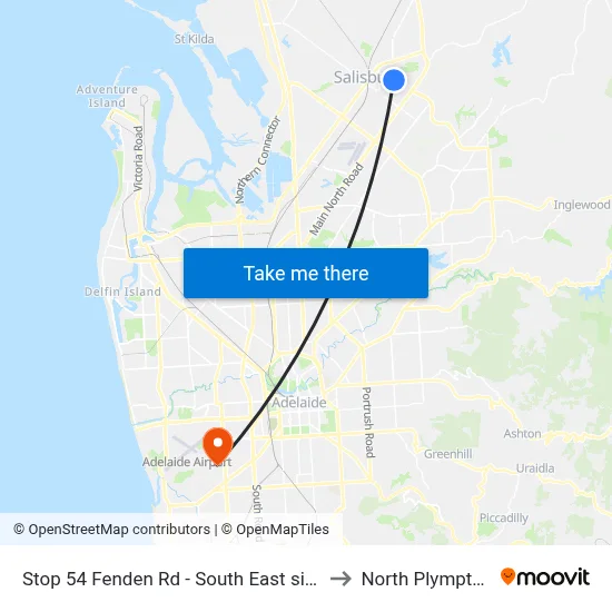 Stop 54 Fenden Rd - South East side to North Plympton map