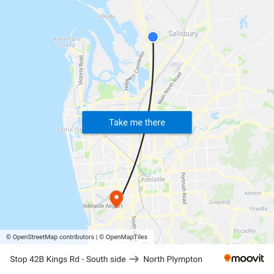 Stop 42B Kings Rd - South side to North Plympton map