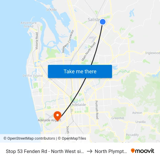 Stop 53 Fenden Rd - North West side to North Plympton map