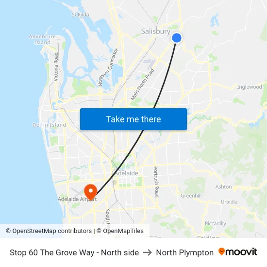 Stop 60 The Grove Way - North side to North Plympton map