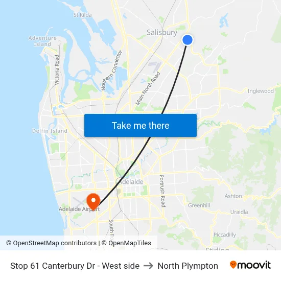 Stop 61 Canterbury Dr - West side to North Plympton map