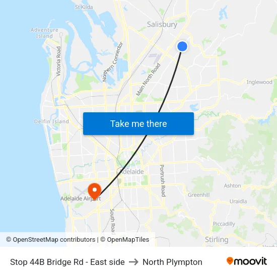 Stop 44B Bridge Rd - East side to North Plympton map