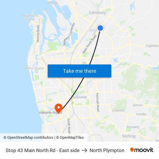 Stop 43 Main North Rd - East side to North Plympton map