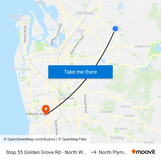 Stop 55 Golden Grove Rd - North West side to North Plympton map