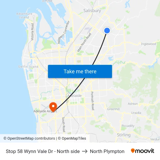 Stop 58 Wynn Vale Dr - North side to North Plympton map