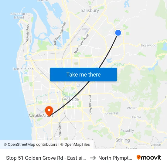 Stop 51 Golden Grove Rd - East side to North Plympton map