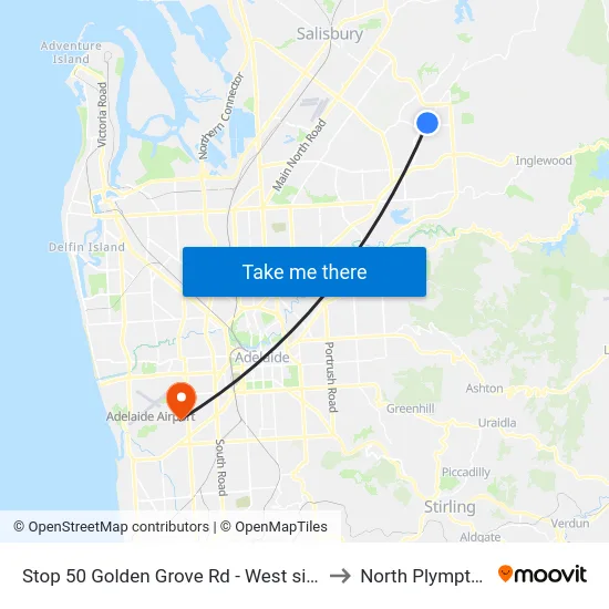 Stop 50 Golden Grove Rd - West side to North Plympton map