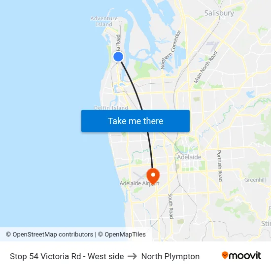 Stop 54 Victoria Rd - West side to North Plympton map