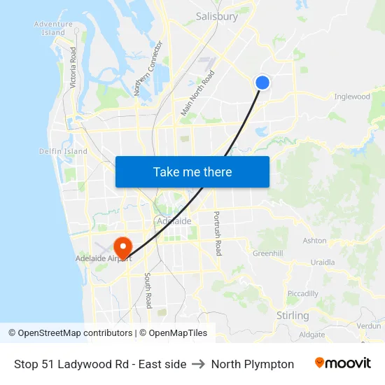 Stop 51 Ladywood Rd - East side to North Plympton map
