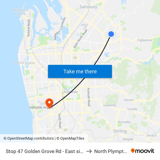 Stop 47 Golden Grove Rd - East side to North Plympton map