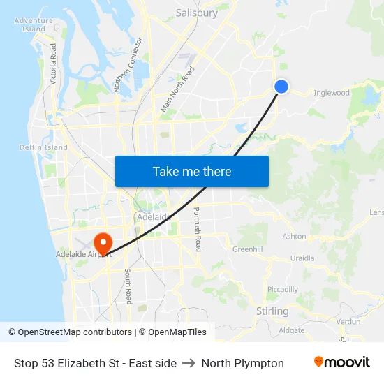 Stop 53 Elizabeth St - East side to North Plympton map