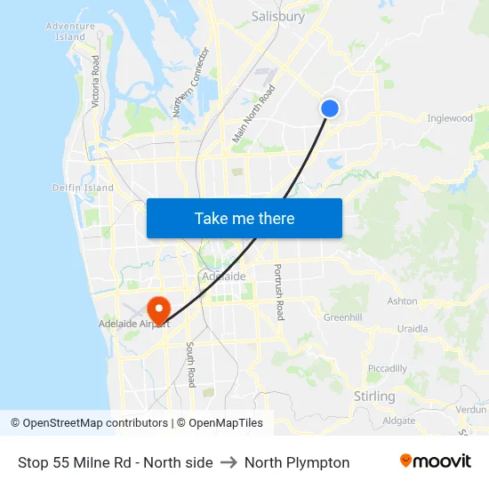 Stop 55 Milne Rd - North side to North Plympton map