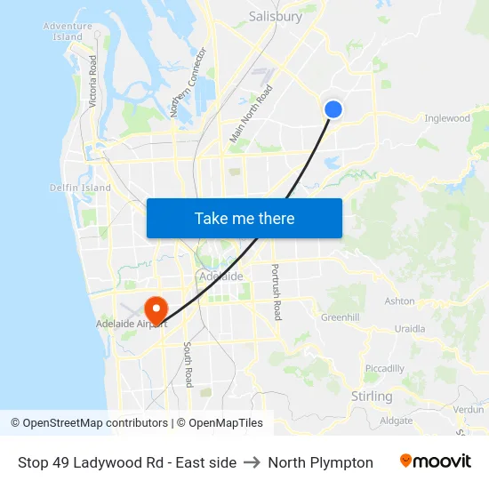 Stop 49 Ladywood Rd - East side to North Plympton map