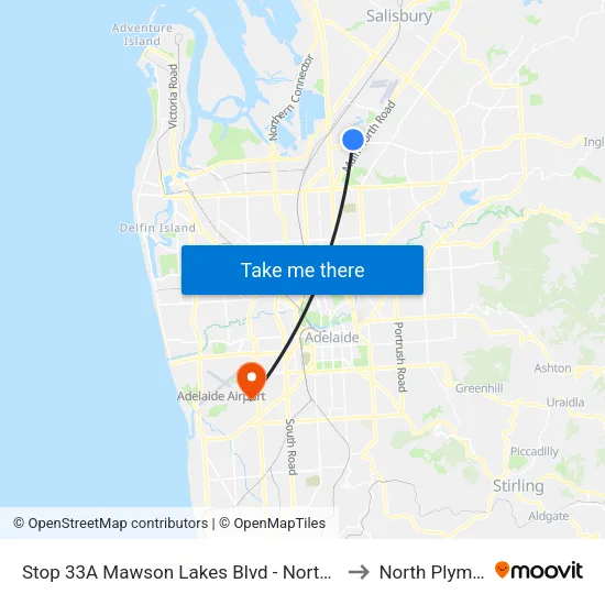 Stop 33A Mawson Lakes Blvd - North East side to North Plympton map