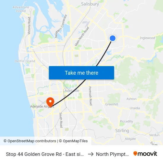 Stop 44 Golden Grove Rd - East side to North Plympton map