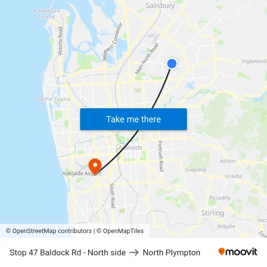Stop 47 Baldock Rd - North side to North Plympton map