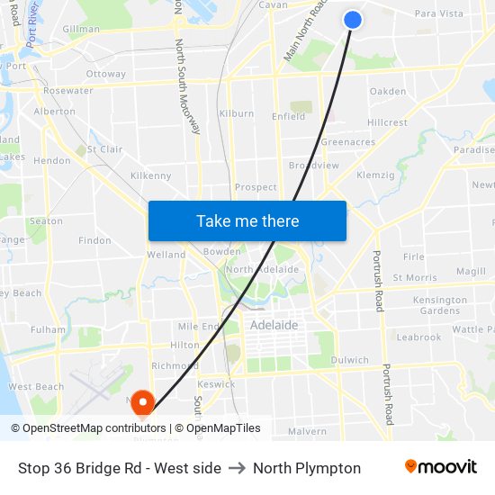 Stop 36 Bridge Rd - West side to North Plympton map