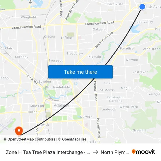 Zone H Tea Tree Plaza Interchange - West side to North Plympton map