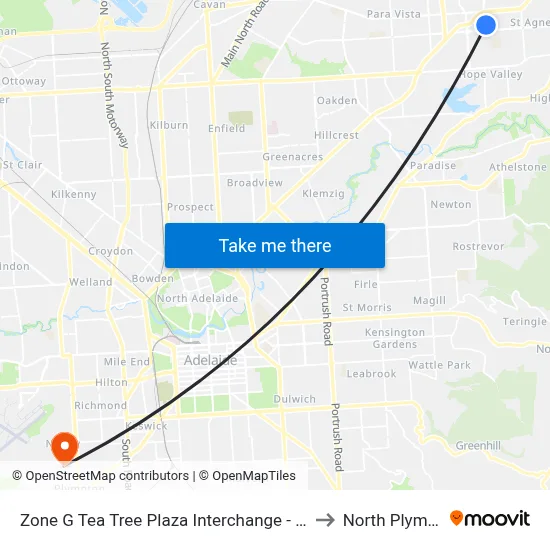 Zone G Tea Tree Plaza Interchange - East side to North Plympton map
