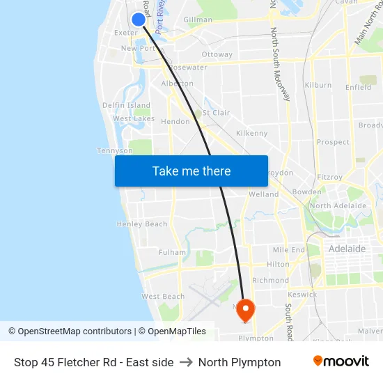 Stop 45 Fletcher Rd - East side to North Plympton map