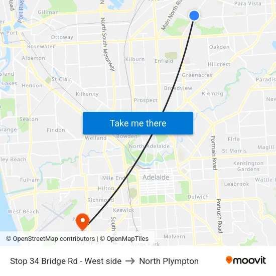 Stop 34 Bridge Rd - West side to North Plympton map