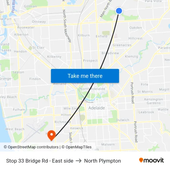 Stop 33 Bridge Rd - East side to North Plympton map