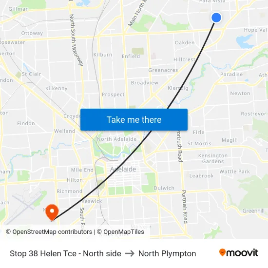 Stop 38 Helen Tce - North side to North Plympton map