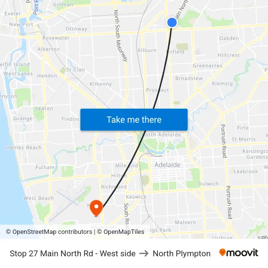 Stop 27 Main North Rd - West side to North Plympton map