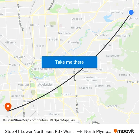 Stop 41 Lower North East Rd - West side to North Plympton map
