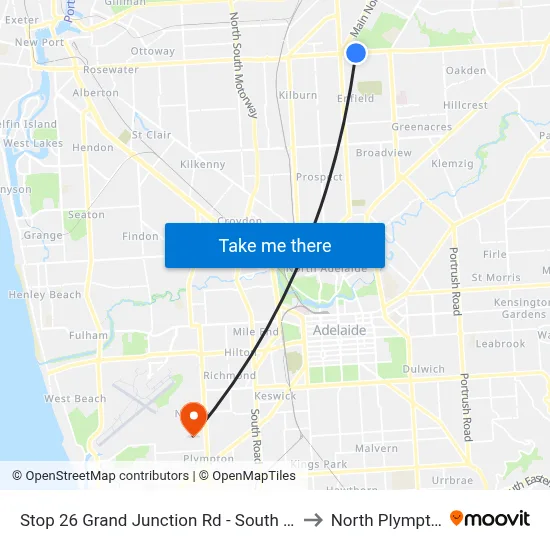 Stop 26 Grand Junction Rd - South side to North Plympton map