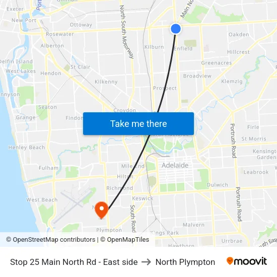 Stop 25 Main North Rd - East side to North Plympton map