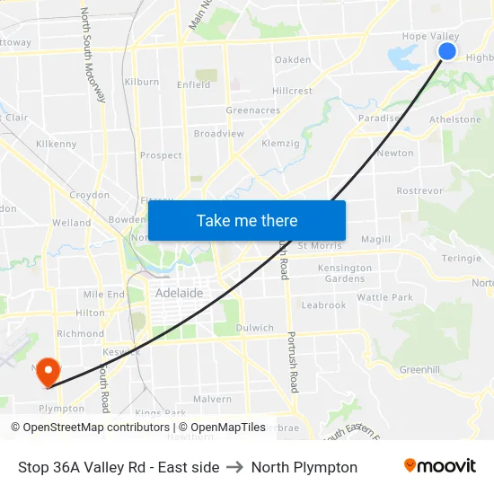 Stop 36A Valley Rd - East side to North Plympton map