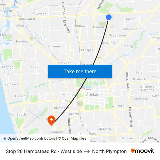 Stop 28 Hampstead Rd - West side to North Plympton map
