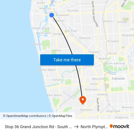 Stop 36 Grand Junction Rd - South side to North Plympton map