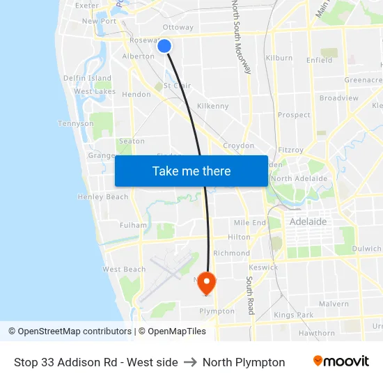 Stop 33 Addison Rd - West side to North Plympton map
