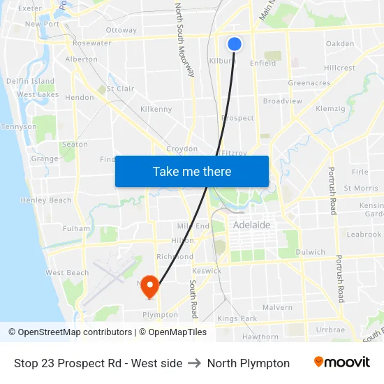 Stop 23 Prospect Rd - West side to North Plympton map