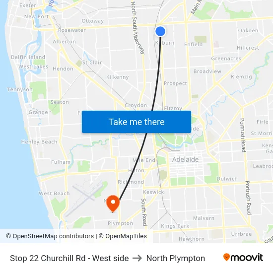 Stop 22 Churchill Rd - West side to North Plympton map