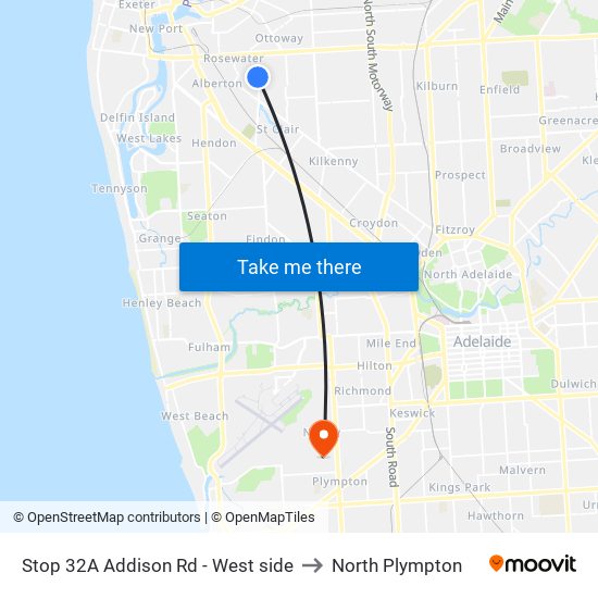 Stop 32A Addison Rd - West side to North Plympton map