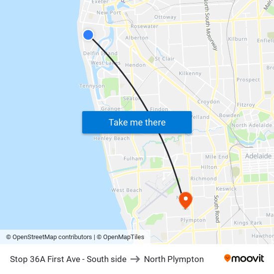 Stop 36A First Ave - South side to North Plympton map