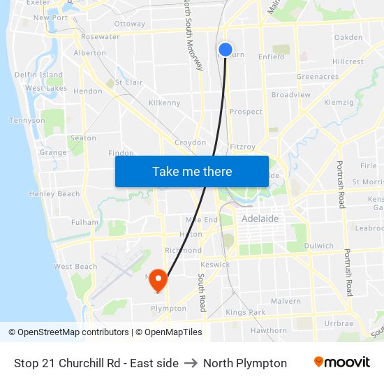 Stop 21 Churchill Rd - East side to North Plympton map