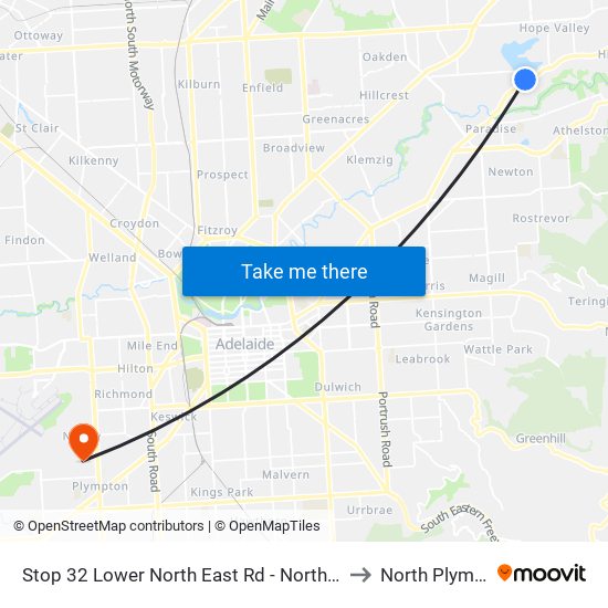 Stop 32 Lower North East Rd - North West side to North Plympton map