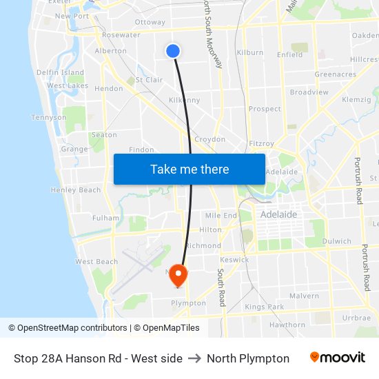 Stop 28A Hanson Rd - West side to North Plympton map