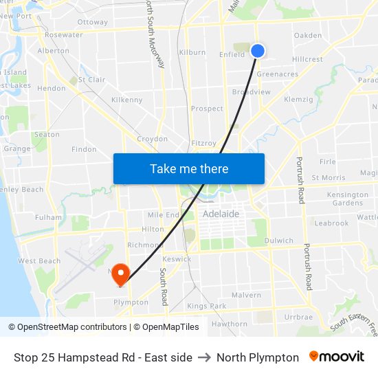 Stop 25 Hampstead Rd - East side to North Plympton map