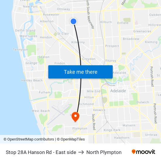 Stop 28A Hanson Rd - East side to North Plympton map