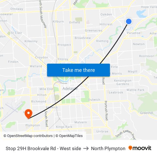 Stop 29H Brookvale Rd - West side to North Plympton map