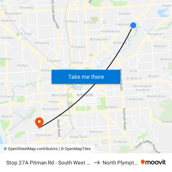 Stop 27A Pitman Rd - South West side to North Plympton map