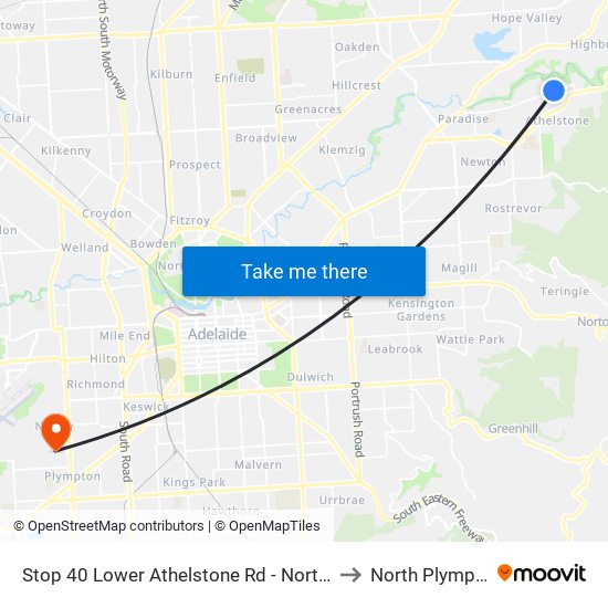 Stop 40 Lower Athelstone Rd - North side to North Plympton map