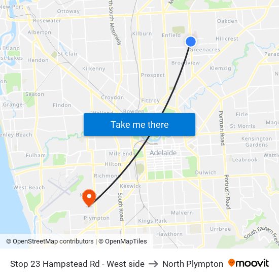 Stop 23 Hampstead Rd - West side to North Plympton map